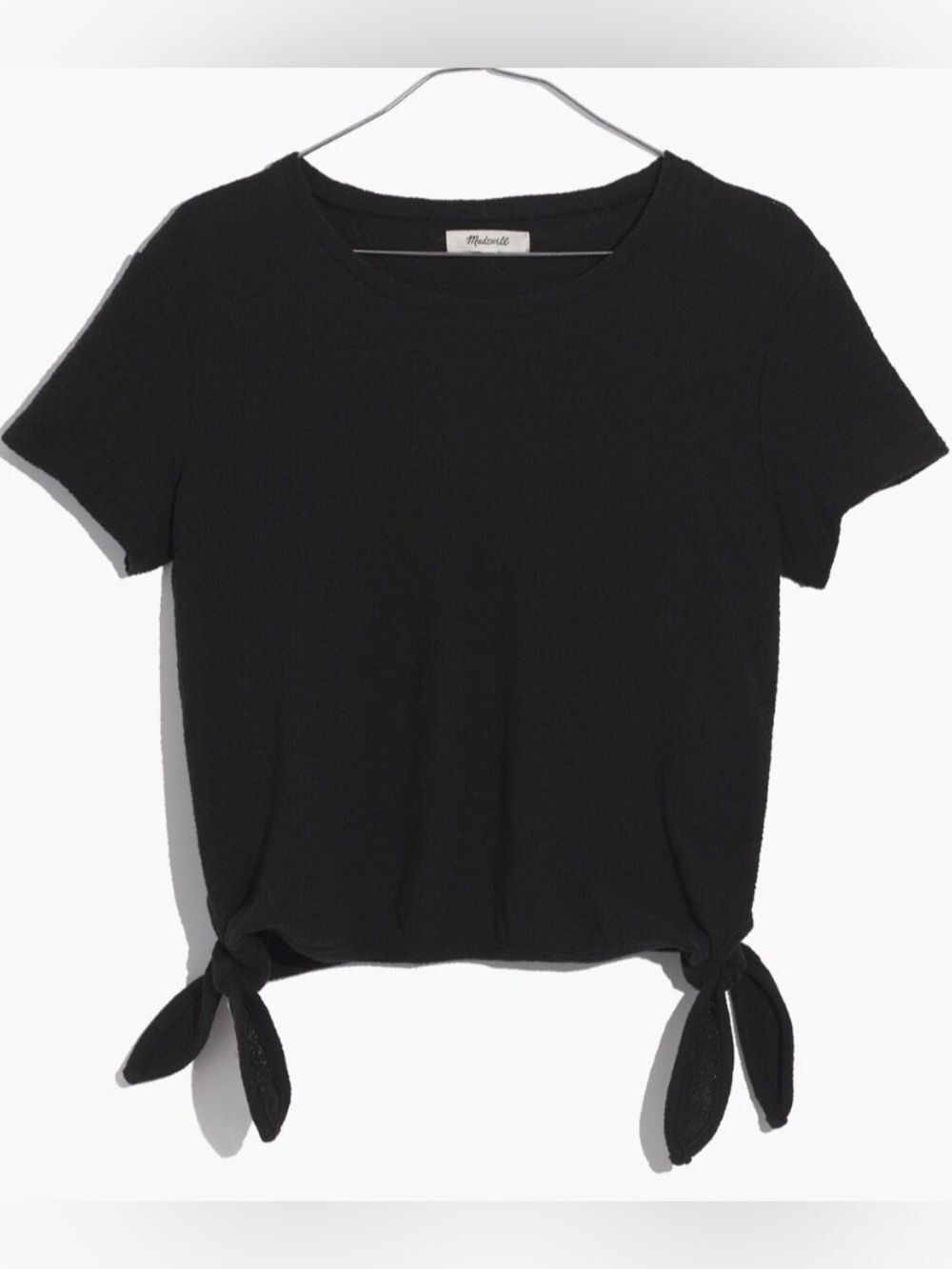 Madewell Texture & Thread Modern Side-Tie Top, Cotton in black sz Small